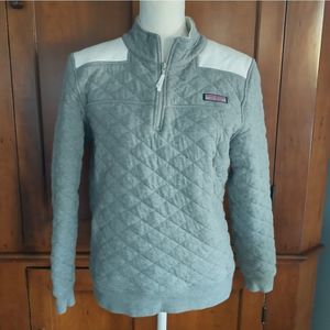 Vineyard Vines Gray and White Quilted Sweatshirt